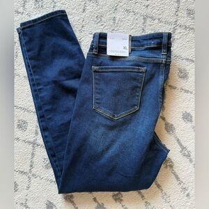 KanCan Dalton Mid Rise Dark Indigo Distressed Skinny Jeans